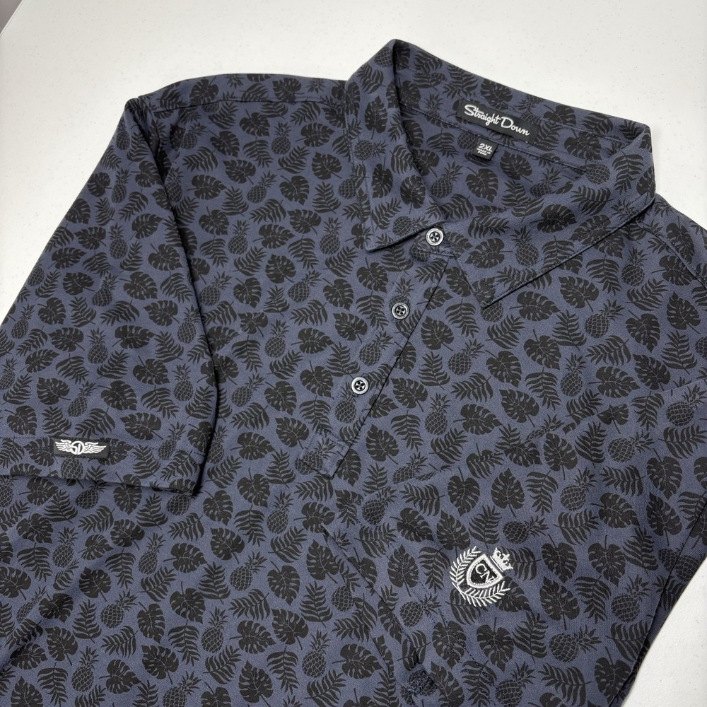 Straight Down Mens Polo Shirt Size 2XL Blue Charleston‎ National Golf Club Logo